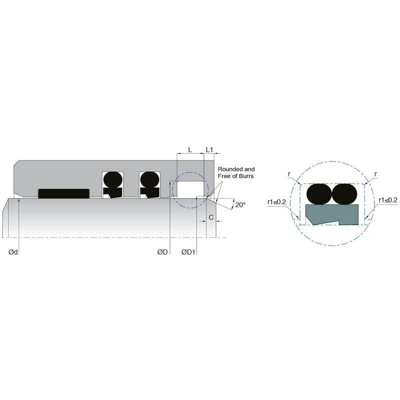 KL103 PTFE ワイパーシールタイプ 低摩擦性 パネウマティックシリンダー
