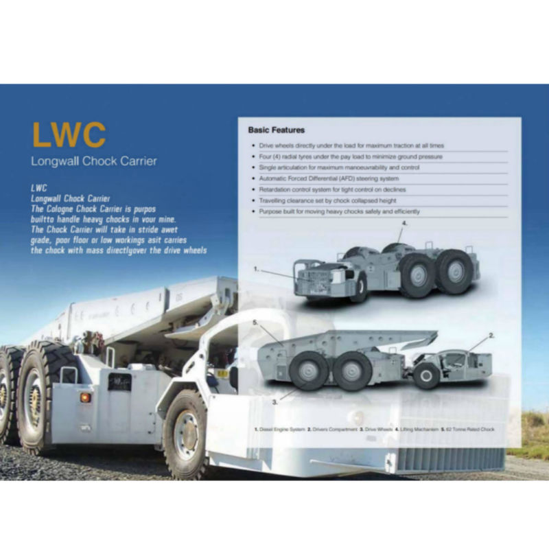 55/70T LWC ロングウォール・チョックキャリア 10 Km/Hr 20 Km/Hr 炭鉱地下作業用